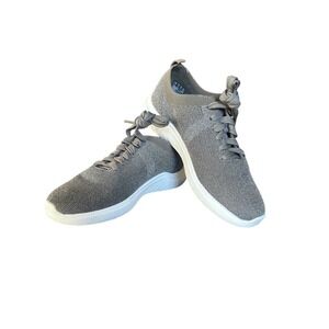 Clarks Cloudsteppers Nova Glint Dark Olive Metallic Knit Sneakers Womens 7 1/2